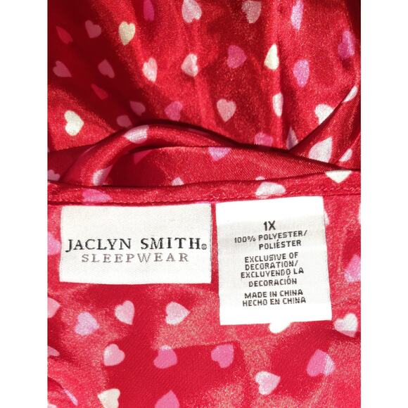 Jaclyn Smith Nightgown 1X Red Satin Lace Trim Hearts Valentine's Day Lingerie 1X - Picture 10 of 11